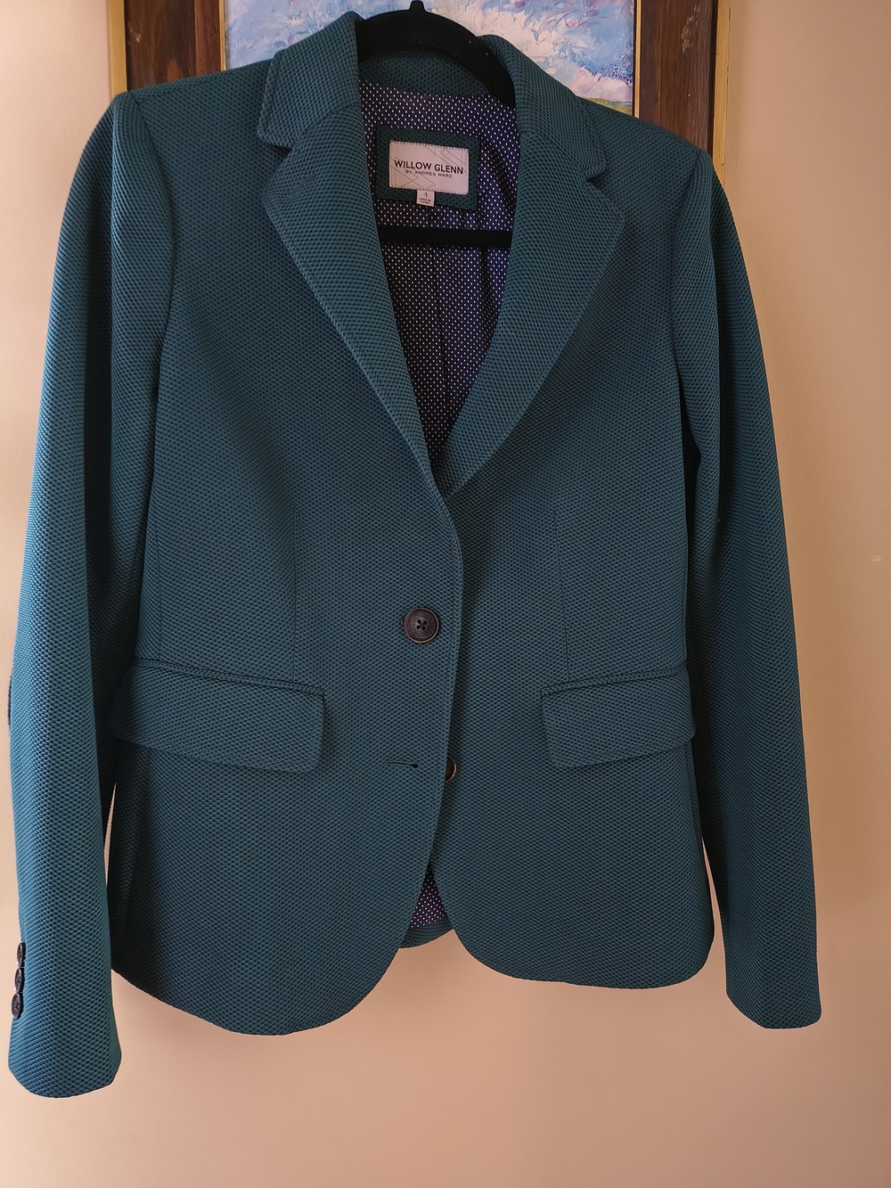Willow & Glenn Teal Textured Single-Button Blazer